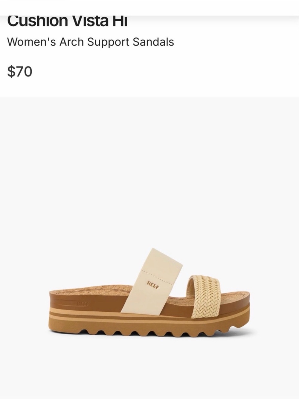 Reef Beige Woven Two-Strap Platform Slide Sandals - Picture 2 of 7
